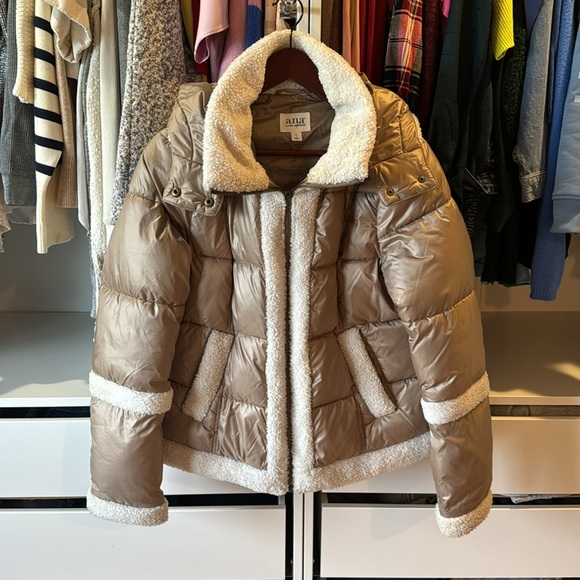 A.n.a. Shearling Winter Puffer Coat with Hood - Picture 5 of 13
